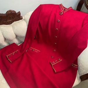 Red and Gold St. john long sleeve knit suit